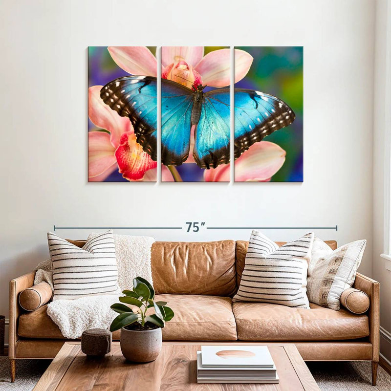 Butterfly On Orchids, 36" H x 57" W