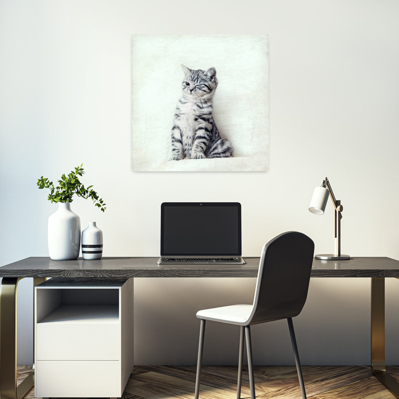 Art contemporain de chat, H 18 po x l 18 po