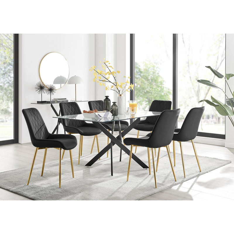 Ensemble de 6 tables de salle à manger Lenworth, Noir / or