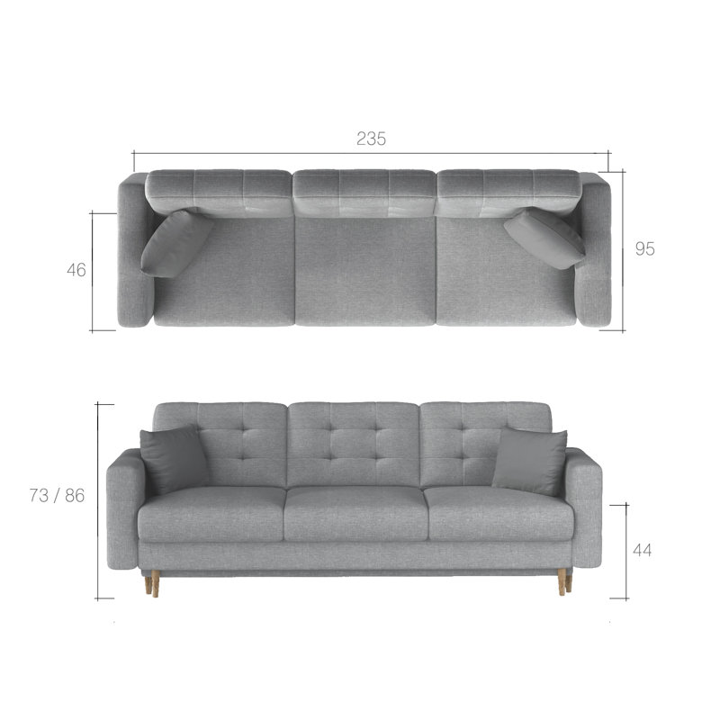 Darby 3 Seater Velvet Sleeper, Black