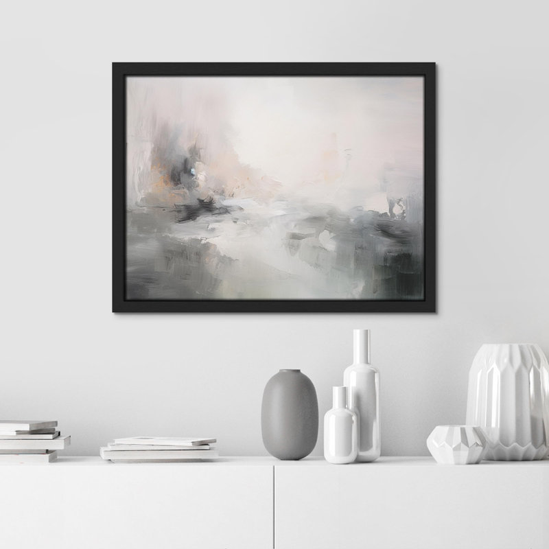 «Ethereal Mist Abstract Neutral Tone» sur papier, Noir, H 12 po x l 16 po