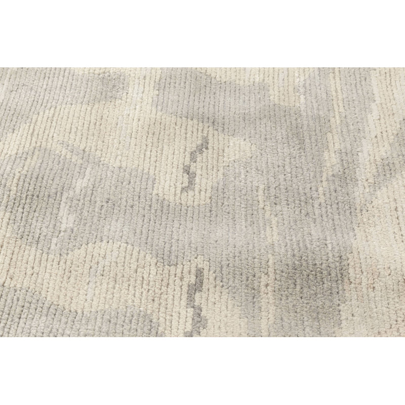Tapis de couloir moderne en laine gris / beige de qualité supérieure 2 pi x 8 pi 1 po
