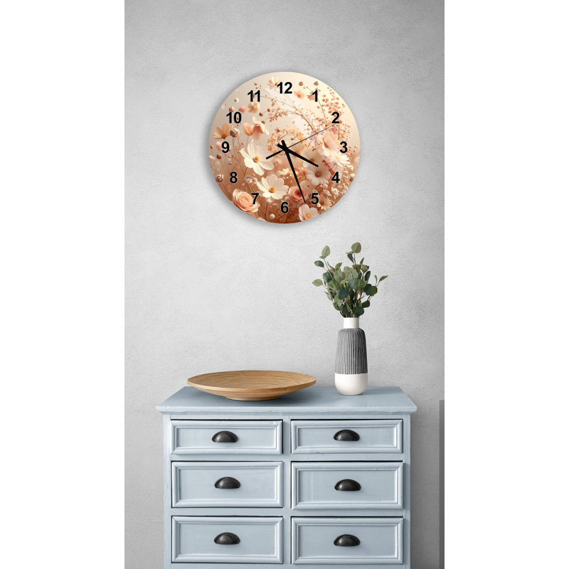 Horloge murale Floral, Noir romain, 20 pouces