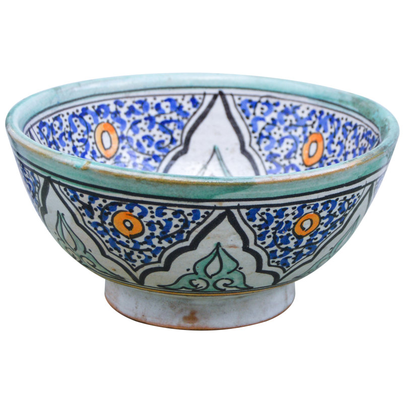 Bol décoratif en céramique bleu / bleu sarcelle / multicolore