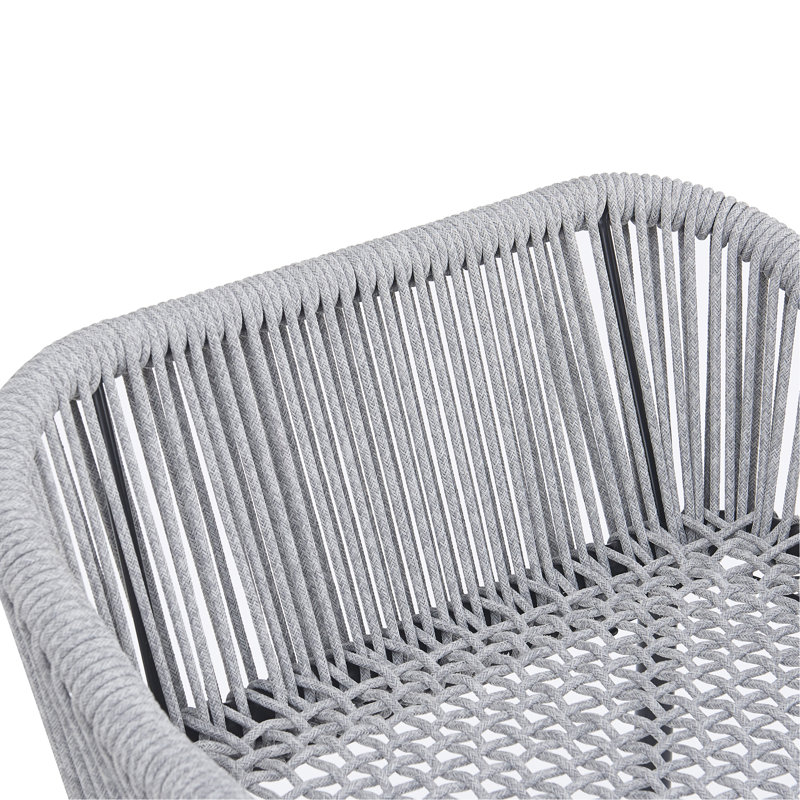 Tabourets de bar pour l'extérieur en corde tissée résistante aux intempéries, ensemble de 2, Gris clair