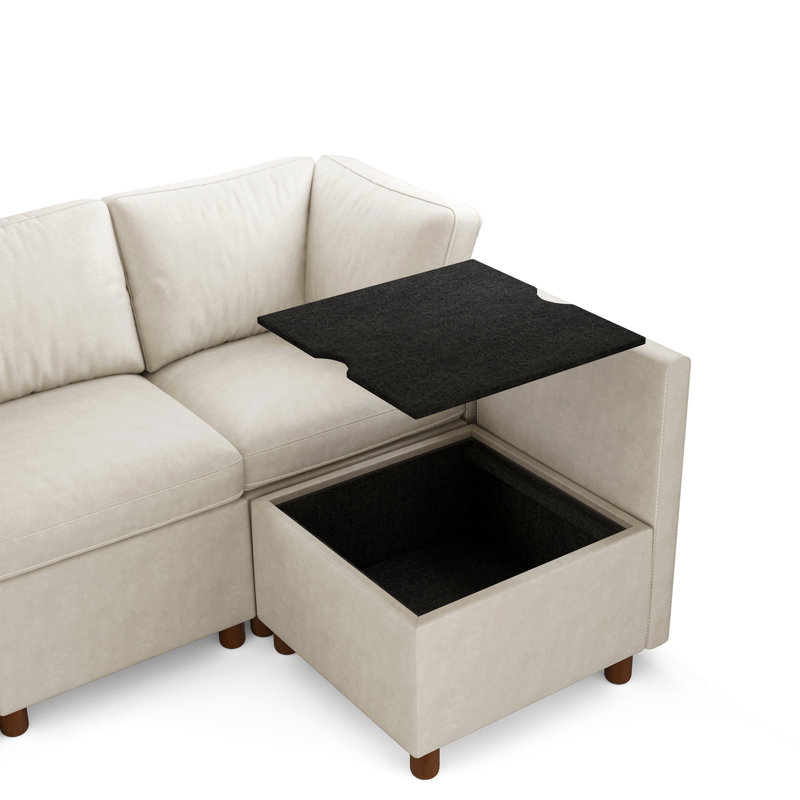 Banquette de coin modulaire avec rangement, banc de salle à manger rembourré pour 6 personnes, similicuir résistant aux égratignures