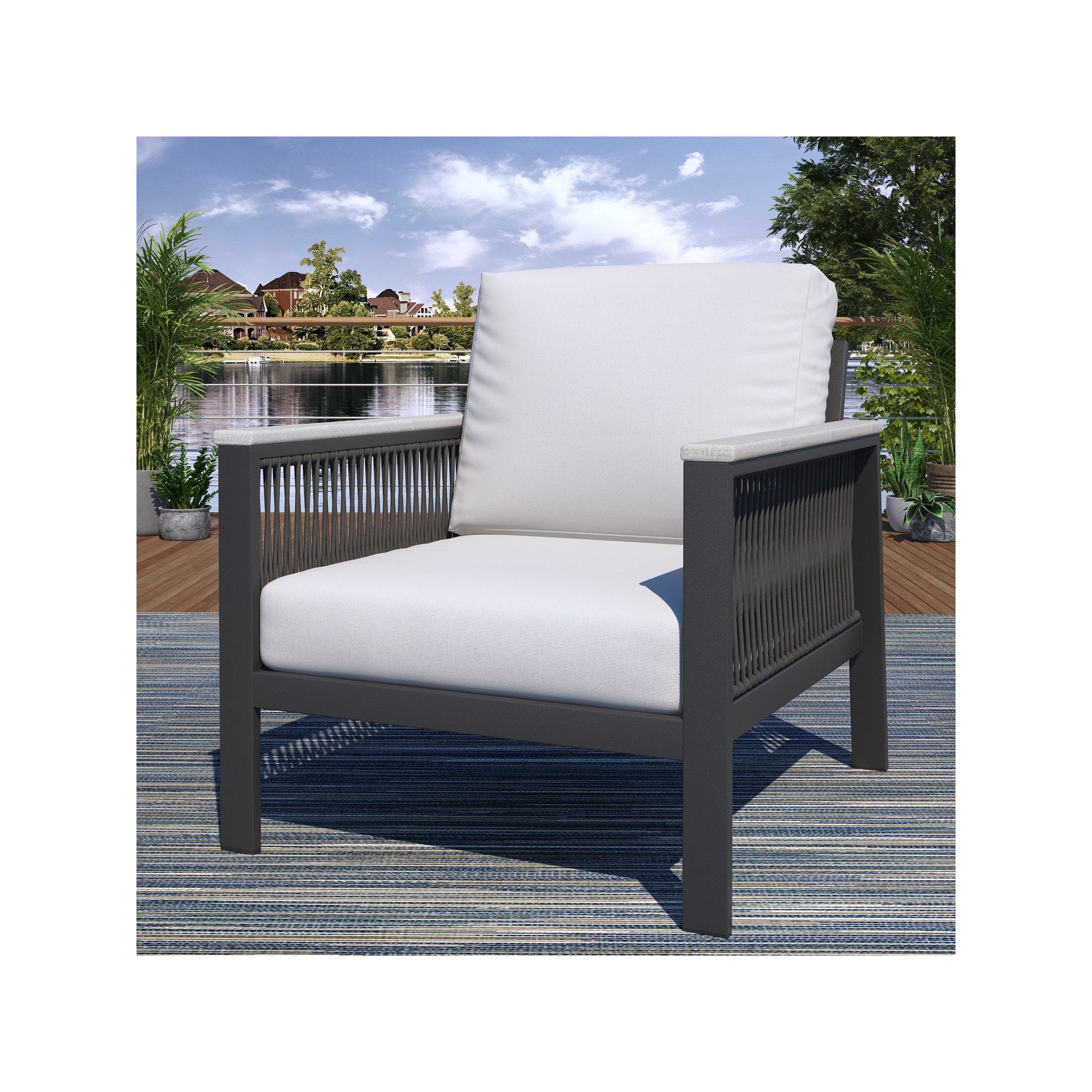 Townsend Patio Chair with Sunbrella® Cushions, Canvas White Sunbrella® Canvas