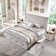 Hallerson Farmhouse Platform Bed Frame With 54"W Tall Geometric Headboard & Large Storage Space