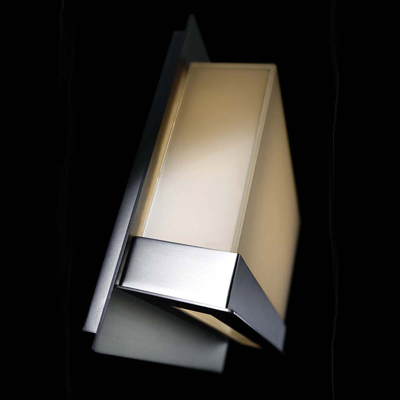Luminous Satin Nickel 2-Light LED Sconce with White Mitered Glass
