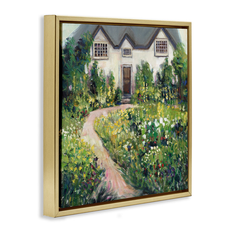 Fleurs de jardin champêtre, Cadre flottant métallique doré, H 25 po x l 25 po