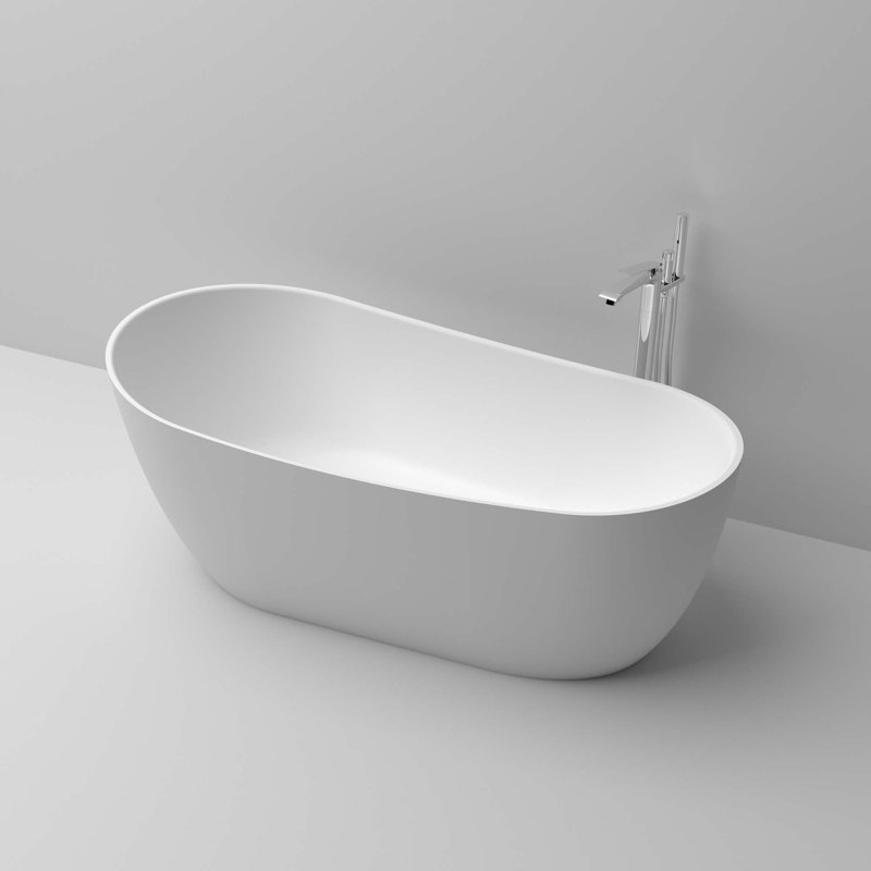 59" Freestanding Solid Surface Soaking Bathtub