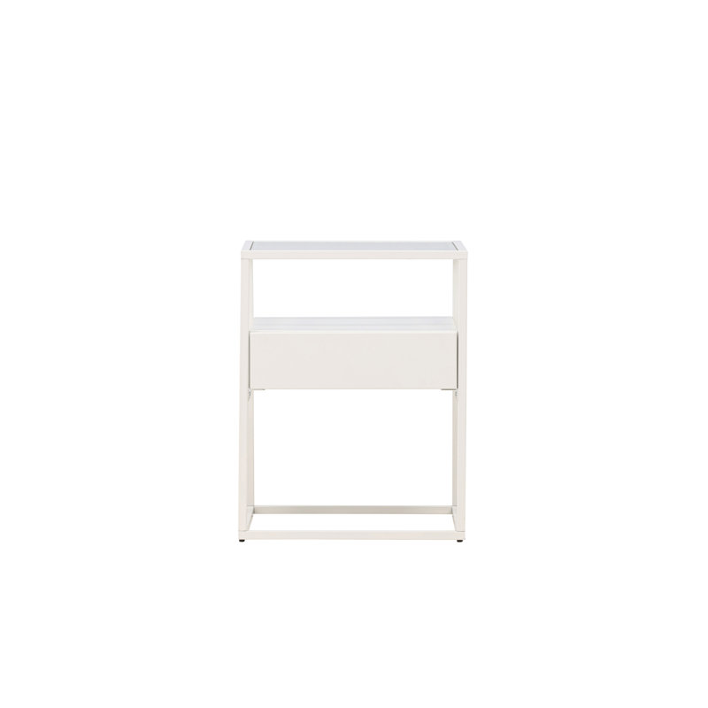Boysie Glass Top End Table, White
