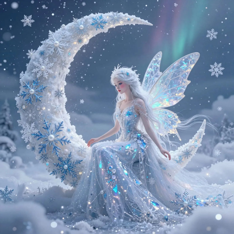 Art mural sur toile Frost Moon Fairy, L 12 po x H 12 po x P 1 po