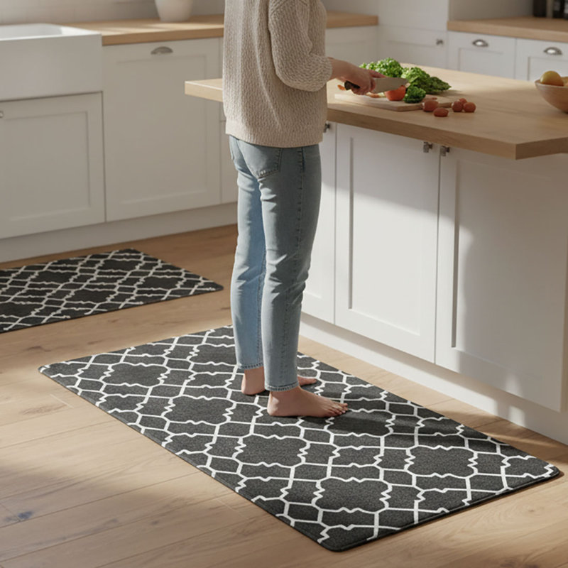 Ensemble de 2 tapis de cuisine anti-fatigue (17 po x 30 po + 17 po x 47 po), Noir