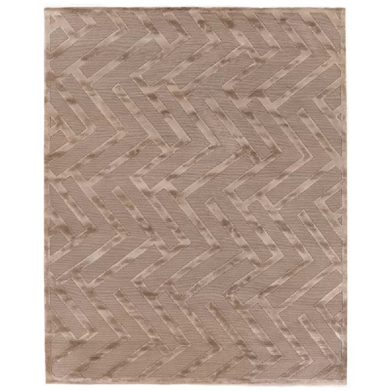 Metro-Velvet Chevron Area Rug in Beige, Rectangle 9' x 12'