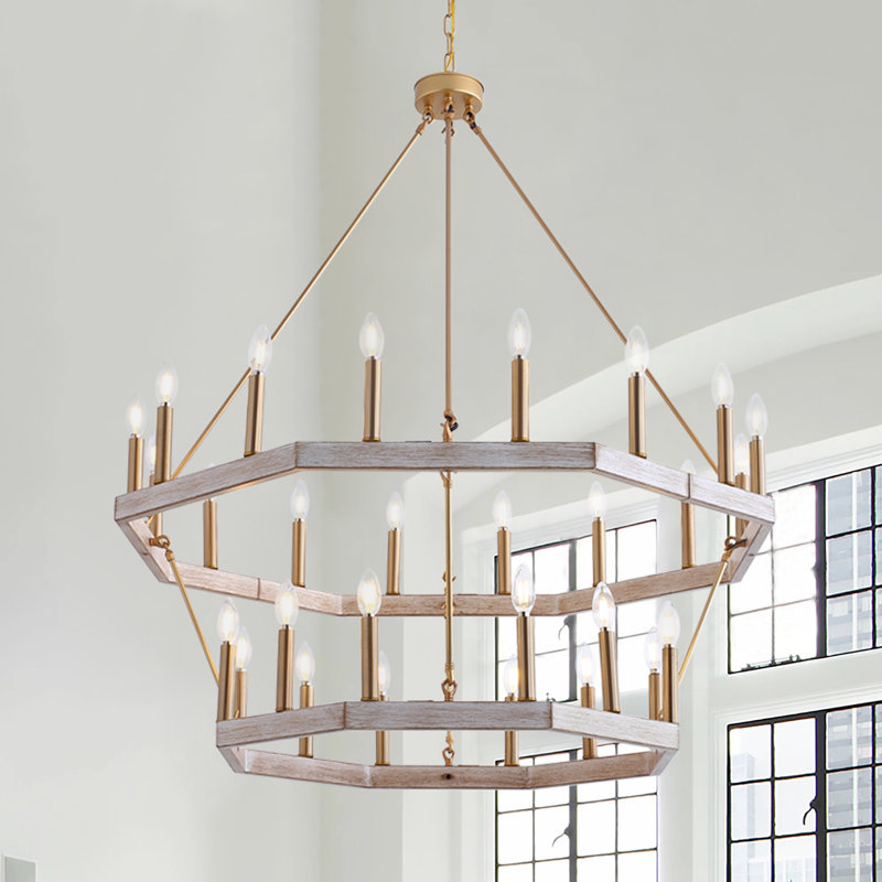 Faringdon 28-Light 2-Tier Dragon Wheel-Shape Pendant Chandelier