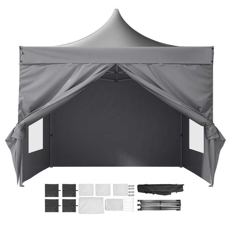 VEVOR 10x10 FT Gray Pop-Up Canopy Tent with Sidewalls