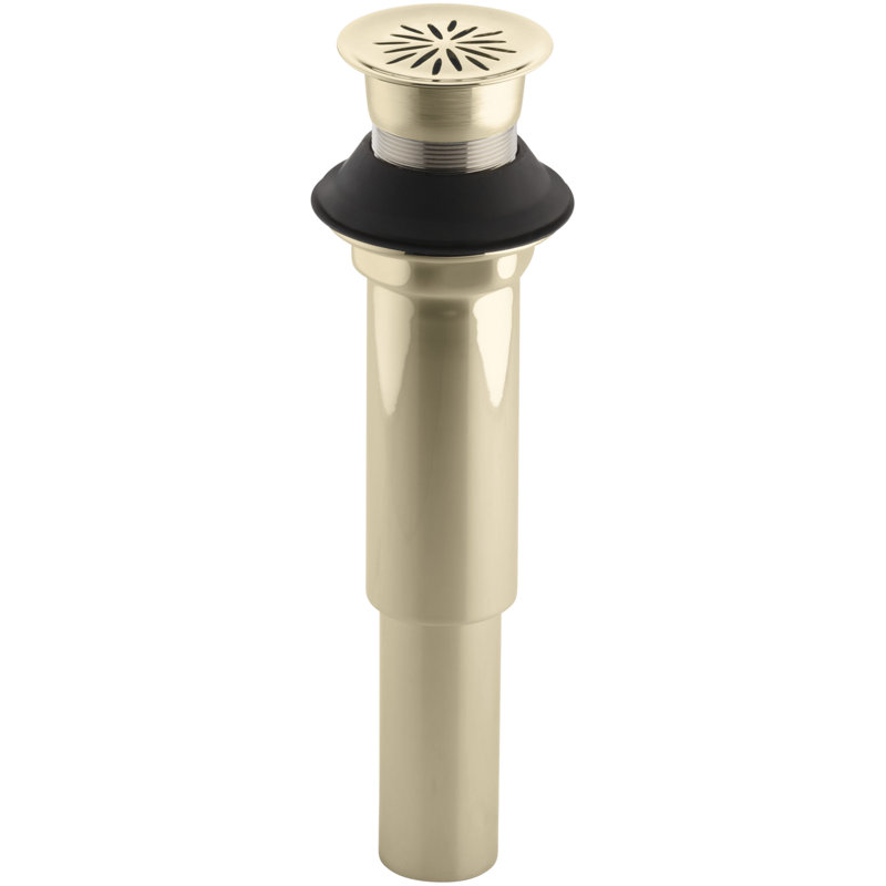 Decorative 1.25" Grid Bathroom Sink Drain Without Overflow, Vibrant French Gold