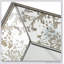 20" x 12" Antique Silver Rectangle Mirror with Floral Accents, Mirrored Display Tray, Hanging Wall Mirror