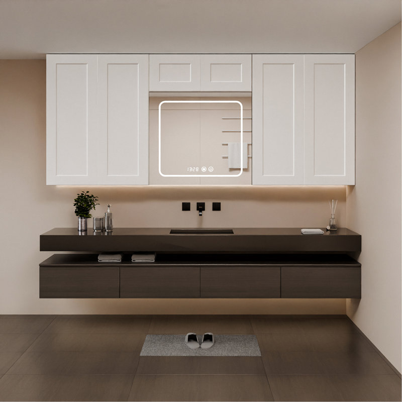 Petite armoire murale en bois massif - l 36 po x P 12 po x H 15 po, peinte en blanc, prête à assembler
