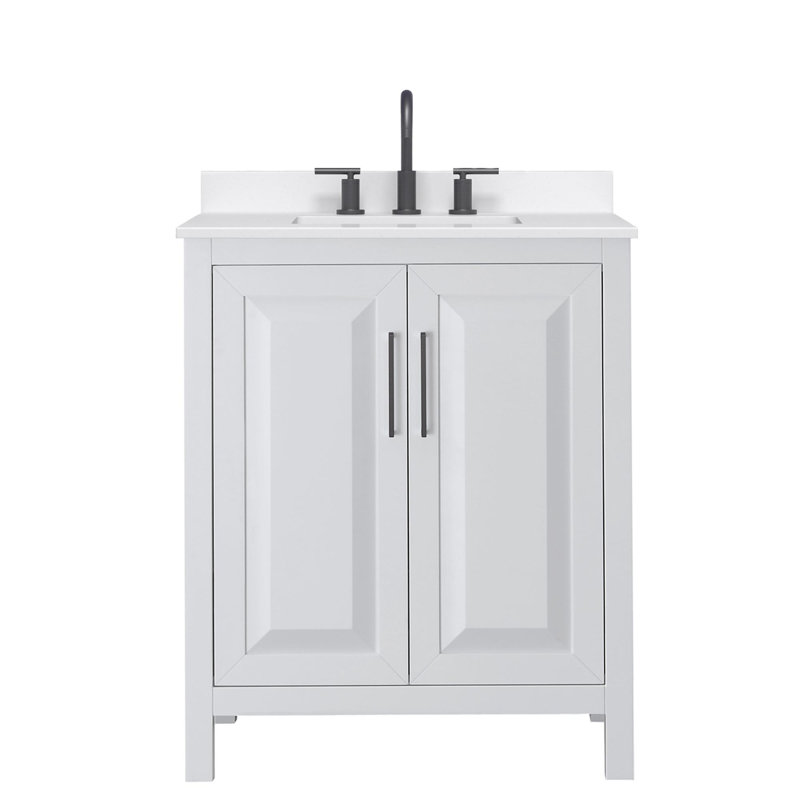 Daria 30'' W Vanity, White, Matte Black, Giotto Quartz