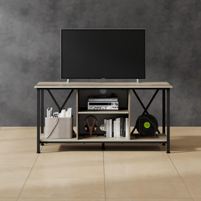 Palermo TV Stand for 45 inch TV, Heavy-Duty Metal Frame Entertainment Center for Living Room and Bedroom, Industrial TV Console with Open Storage Shelf