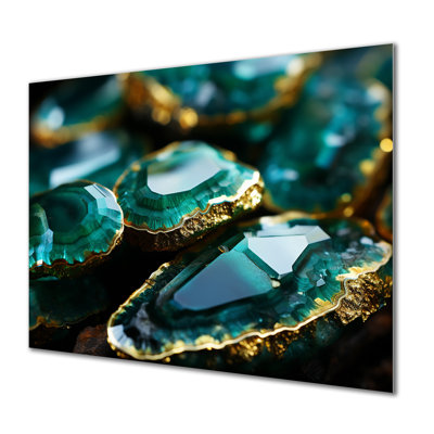 Green Emerald Amazonite Stone - Stone Geode Metal Wall Art MT136136