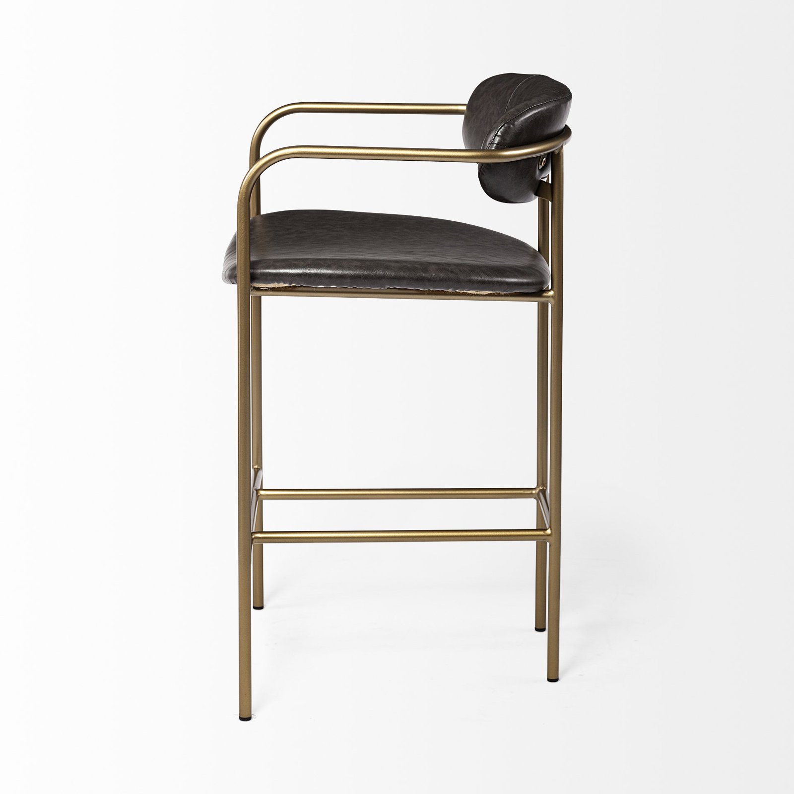 Belarus Fabric Seat Stool, Counter Stool (26.5" Seat Height), Gold, Dark Brown