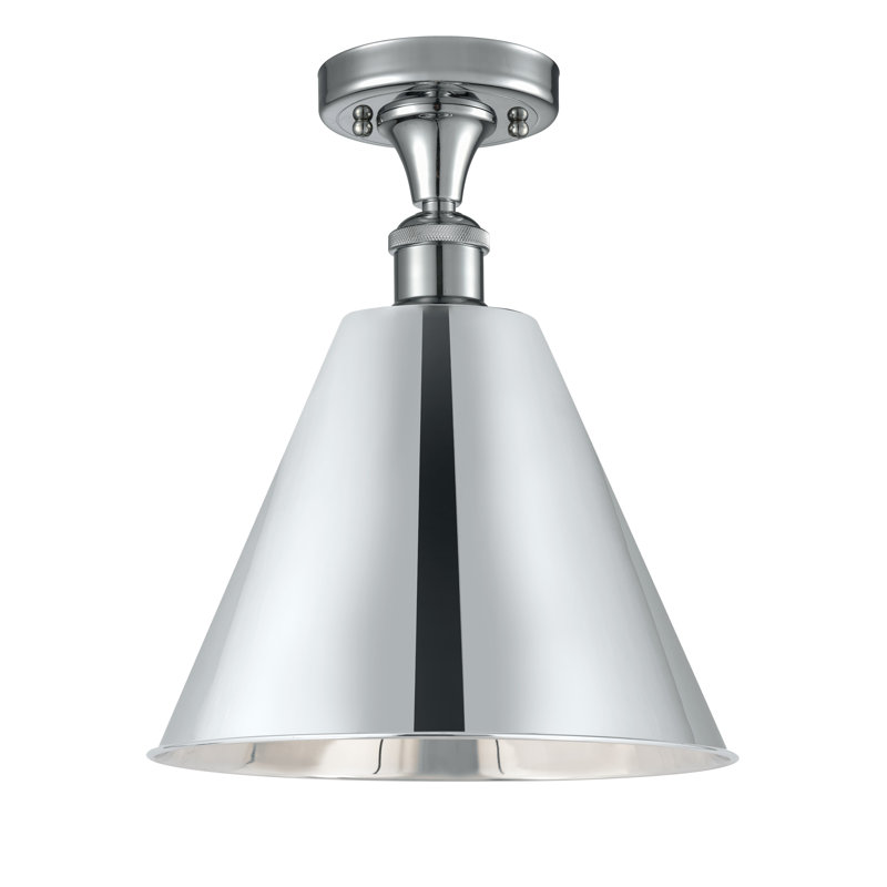 Plafonnier semi-encastré 1 lumière 8 po, H 14,75 po x l 12 po x P 12 po, Ampoule non incluse, Chrome poli