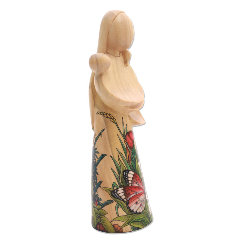 Figurine en bois mère et enfant Barina