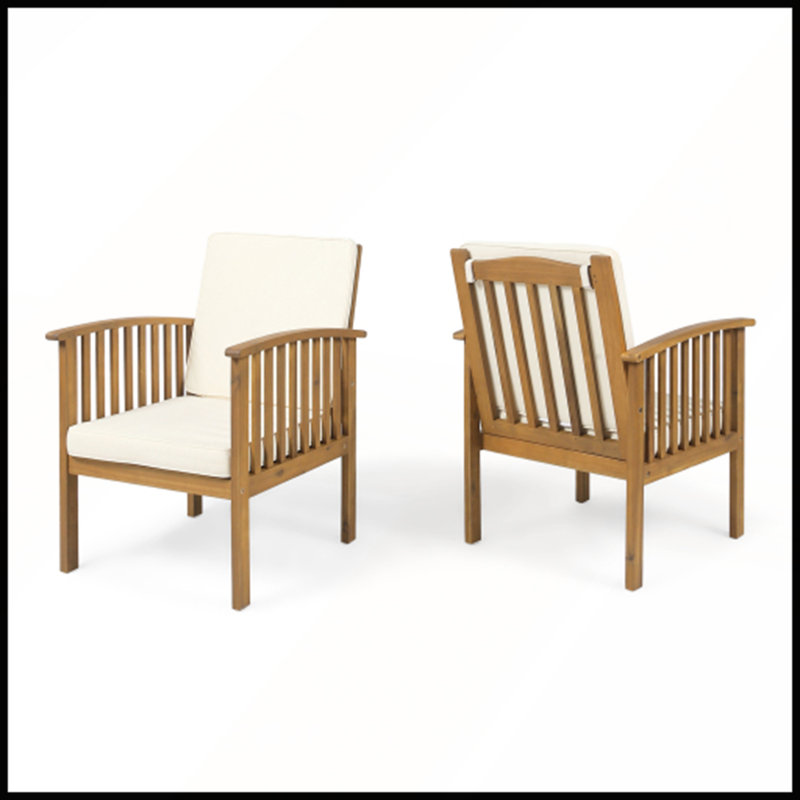 Ensemble de conversation extérieur moderne avec fauteuil club en bois d'acacia et table d'appoint pour jardin, terrasse et patio.