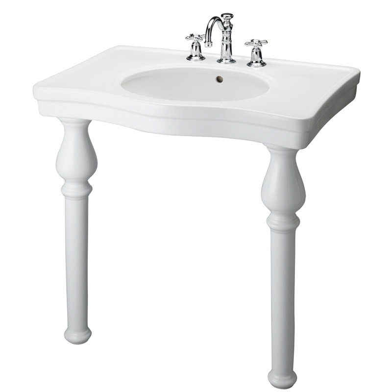 Barclay White Vitreous China Rectangular Bathroom Sink with Overflow