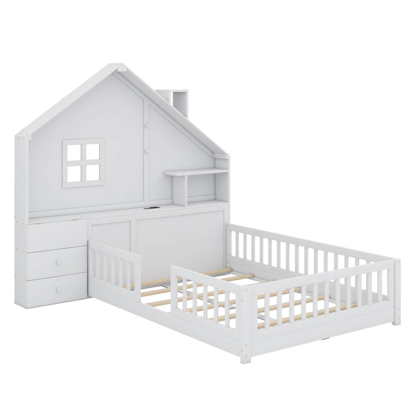 Lit Snug House avec fenêtre, tablettes de chevet et port USB