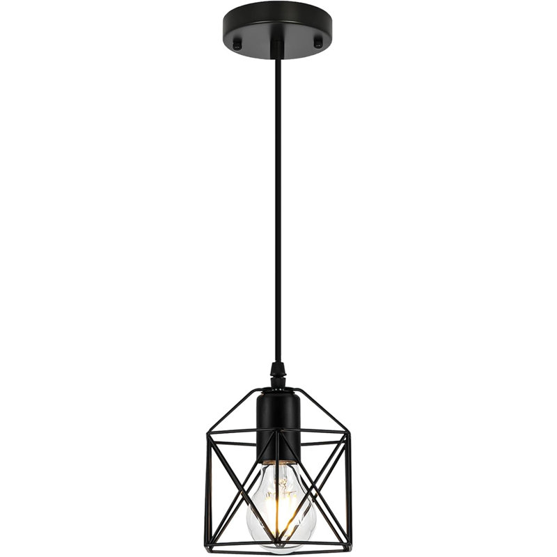 Luminaire suspendu 1 lumière, îlot de cuisine noir, luminaire suspendu de style campagnard avec salle à manger, base E26, ampoules non incluses