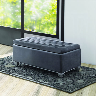 Banc en tissu gris Rebekah avec rangement