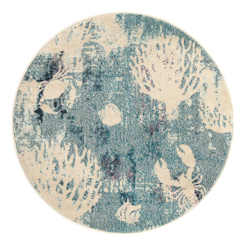 Tapis bleu clair Esposito, Rond 7 pi 10 po