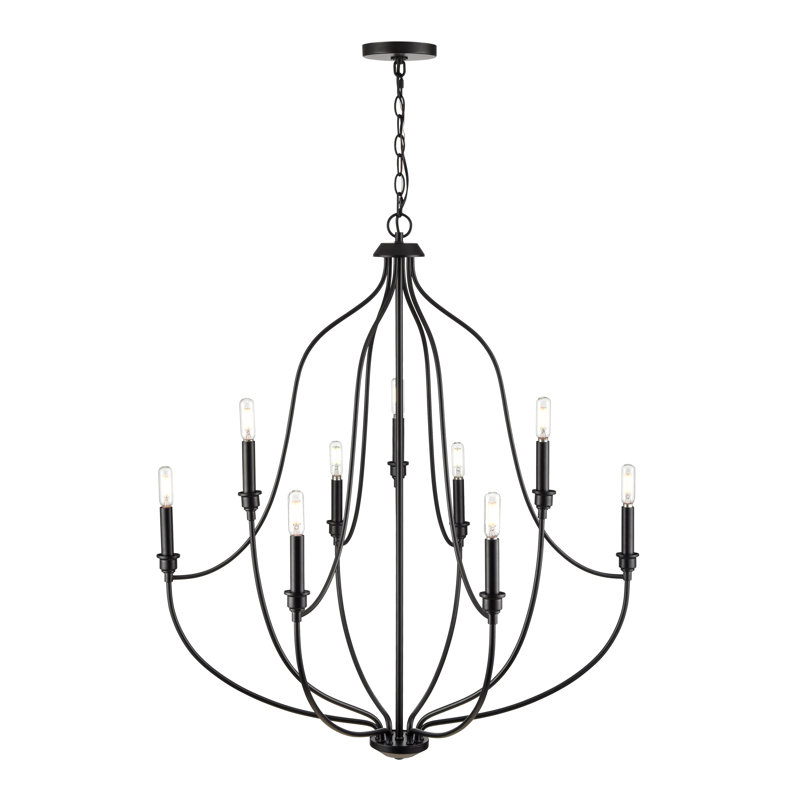 Senoia 9 - Light 32.5" Wide Candle Style Empire Chandelier, Matte Black