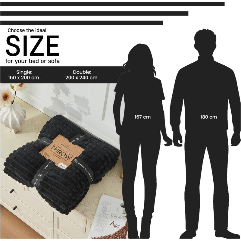 Premium Throw Blanket Soft Plush Warm Cosy Lightweight Decorative Blanket for Sofa Couch Bed Living Room Bedroom All Season Use