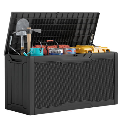 80 Gallon Outdoor Storage Cabinet with Rattan Pattern Lockable & Weather Resistant by Edrosie Inc