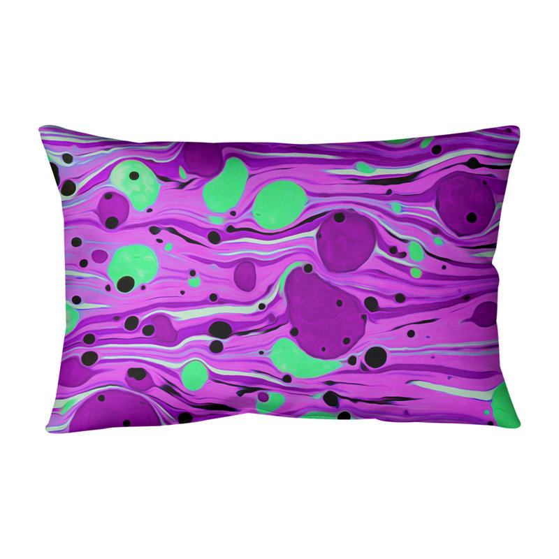 Coussin Swirls, 14 po x 20 po, Pas de bourre, Mauve / Vert