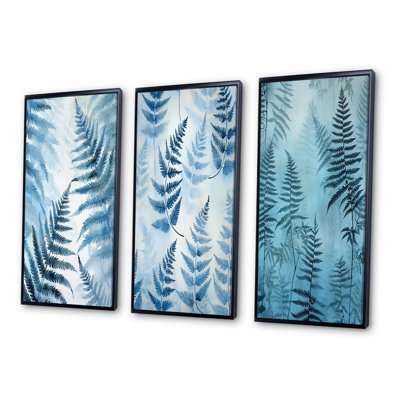 «Blue Fern Fond», 3 pièces sur toile