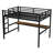 Metal  Loft Bed  with Power Outlet and LED Lighted, Space-Saving, Noise Reduced, Black-2121585903