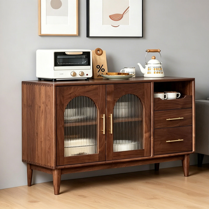 Buffet de rangement moderne en bois massif minimaliste, H 35,43 po x l 62,99 po x P 15,74 po