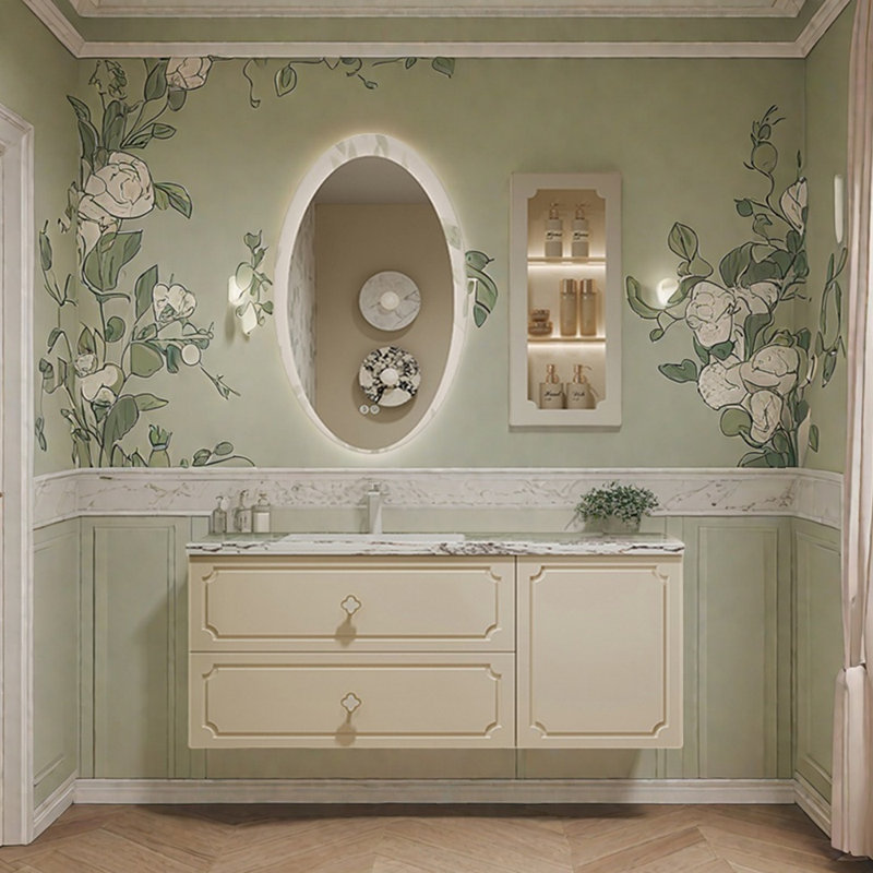 Armoire de salle de bain simple et luxueuse de style crème, H 19,6 po x l 51,1 po x P 21,6 po