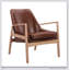 Chaise d'appoint en cuir PU U-Can, fauteuil de style Mid-Century moderne avec structure en bois massif, chaise de lecture avec dossier haut