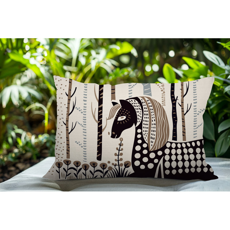 Coussin lombaire réversible intérieur / extérieur niko Horse, Beige, Rectangle H 18 po x l 25 po