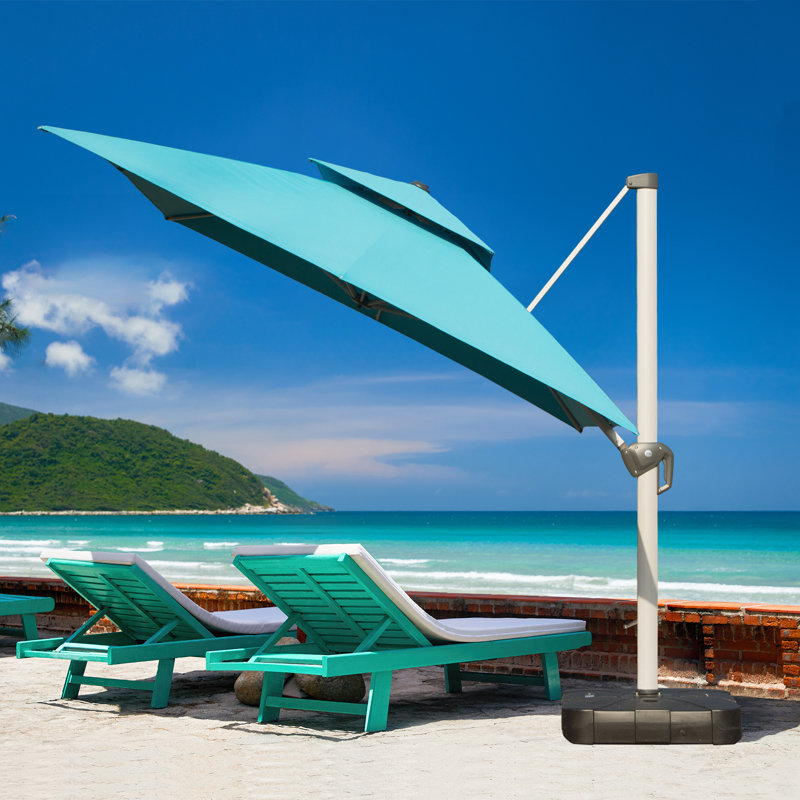 Parasol en porte-à-faux Deraway, Bleu, 12 pi x 10 pi