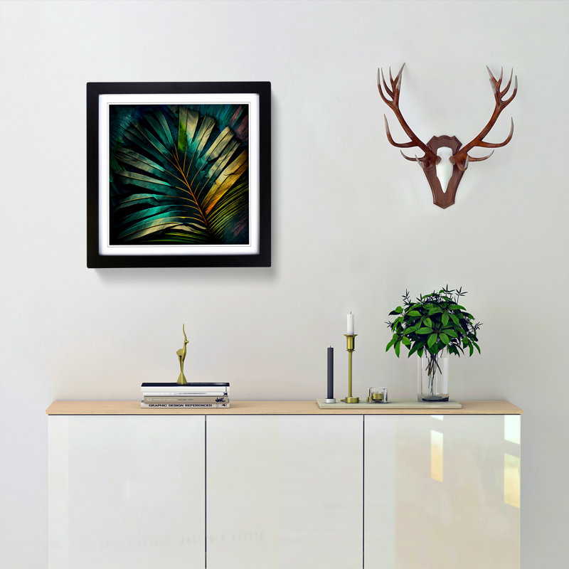 Palm Leaf - Framed Print, Black
