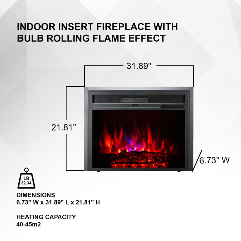 Billie Black Electric Fireplace, 21.81" H x 31.9" W x 6.7" D