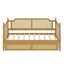 Lit de jour en rotin de style traditionnel avec 2 tiroirs, idéal pour les petites chambres-617587996